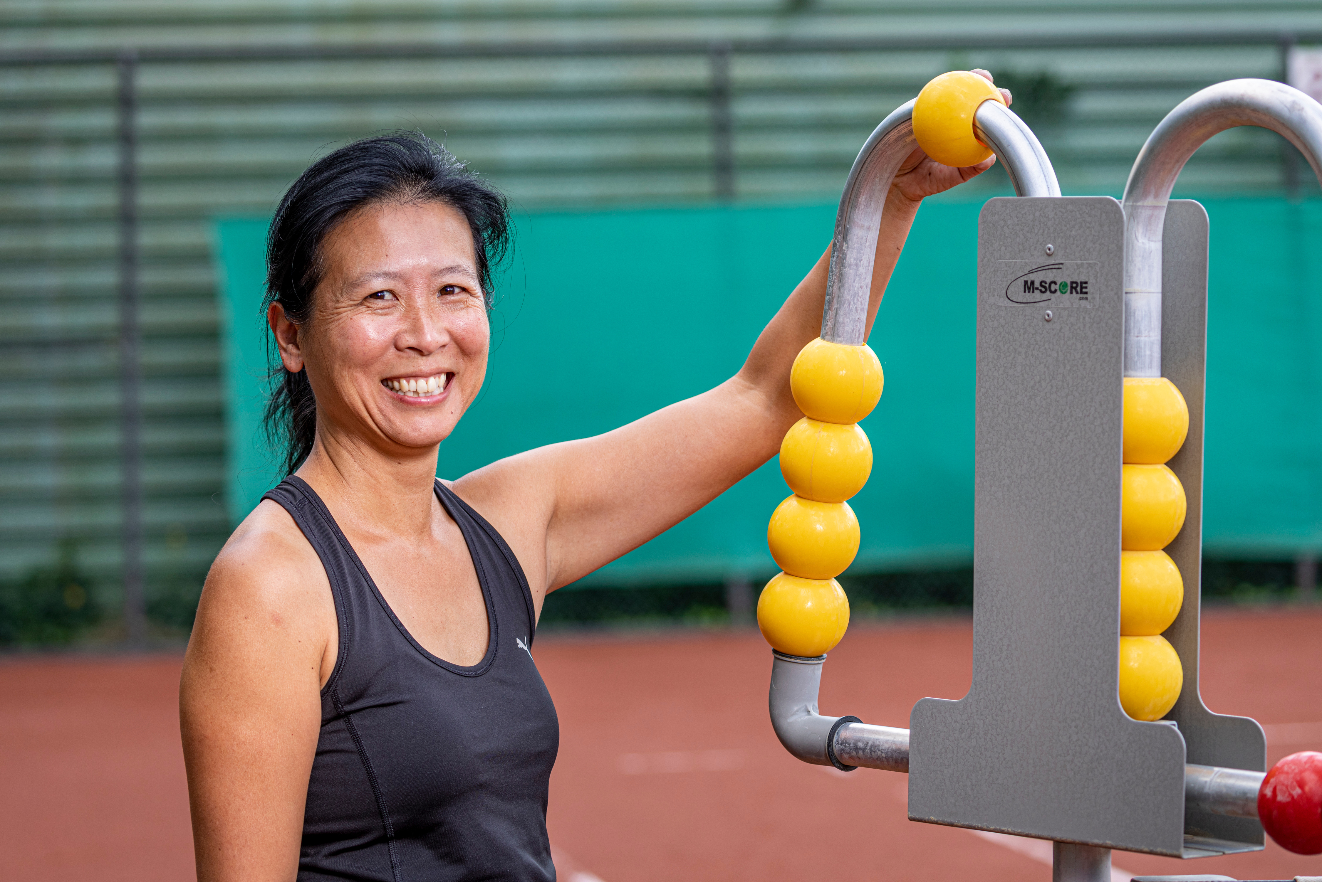 Mei Ling bij scorebord